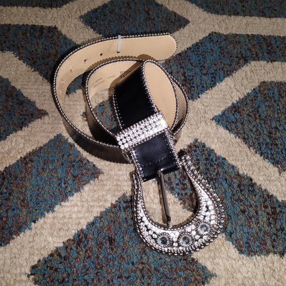 Christine Alexander Black and Silver Crystal Belt